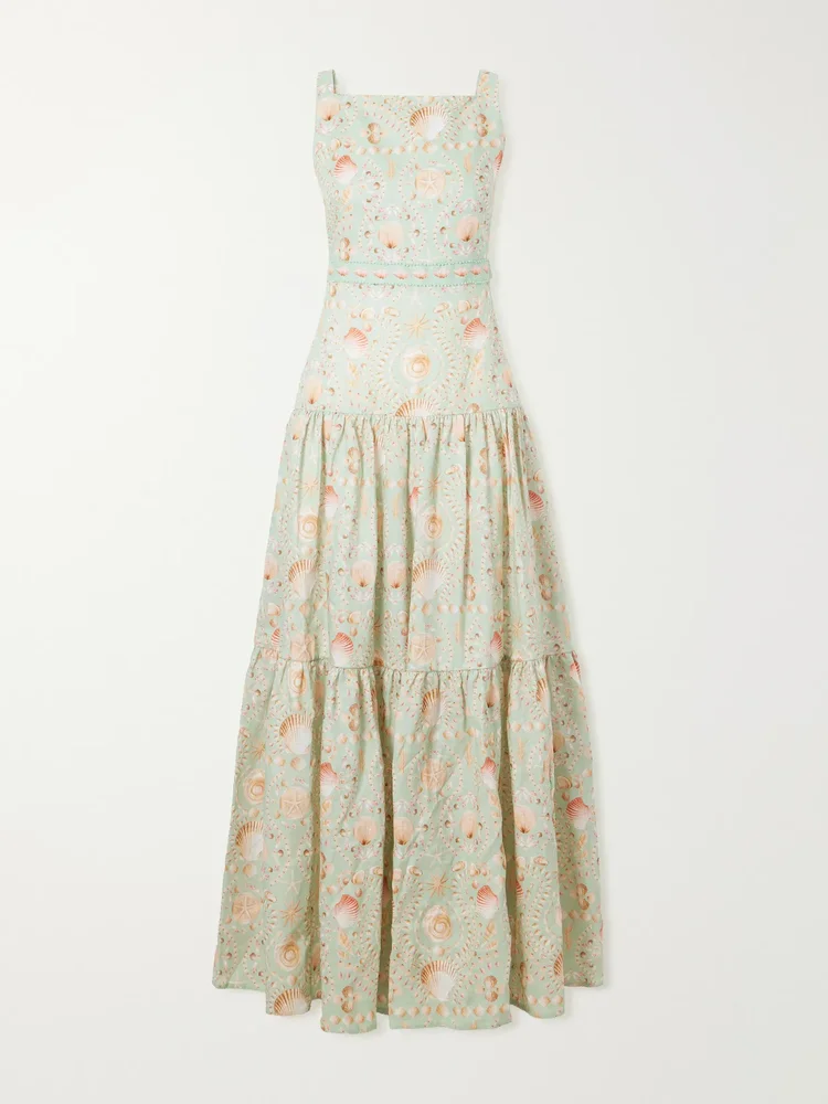 Abeja Playa printed linen maxi dress