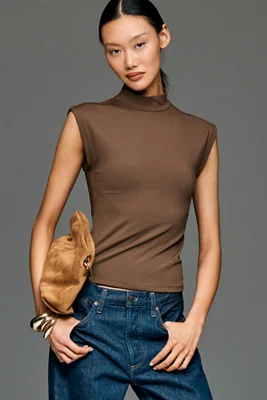 Mock-Neck Sleeveless Top