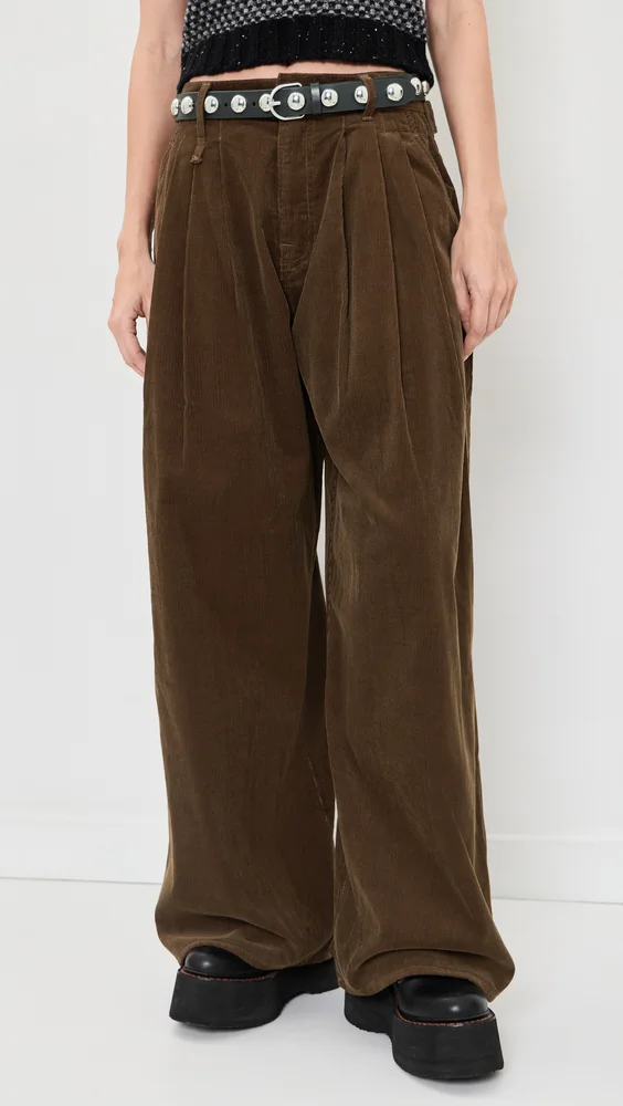 Triple Pleated Corduroy Pants