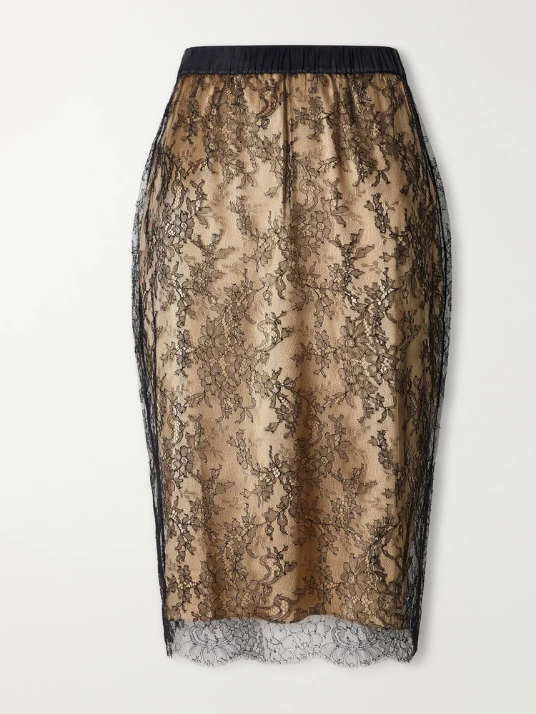 Straight lace midi skirt