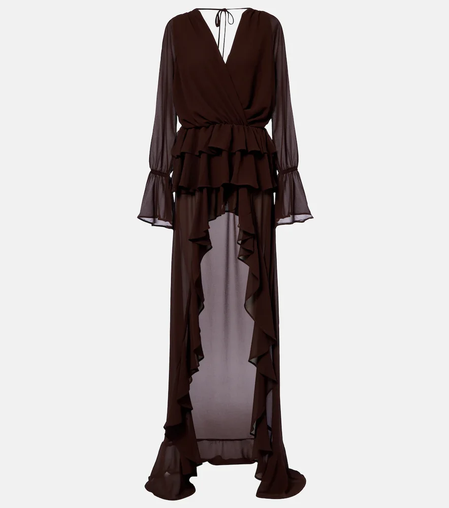 Giselle asymmetric tiered maxi dress