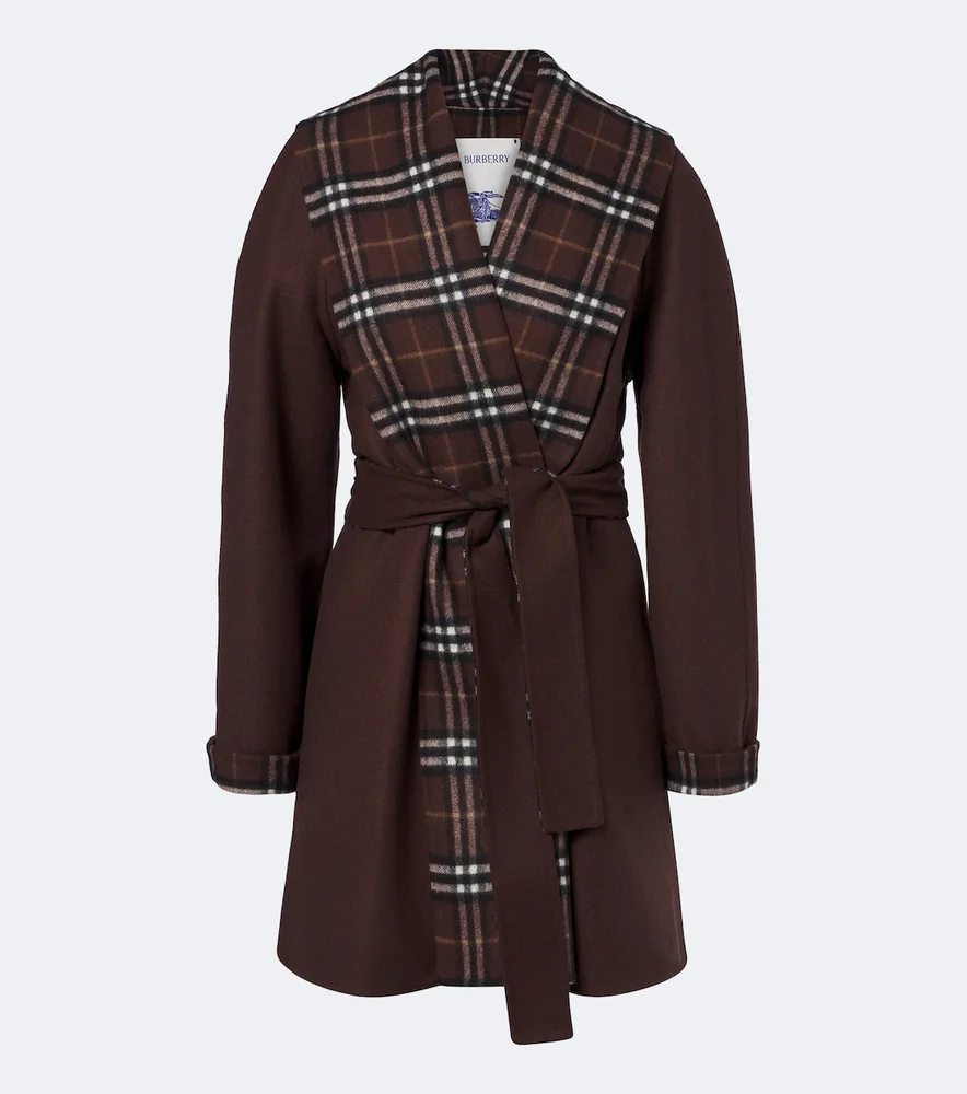 Burberry Check belted wool coat