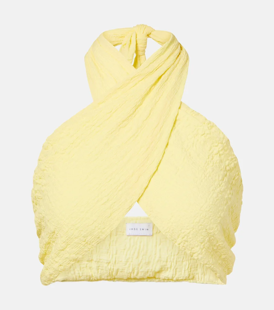 Aylin halterneck seersucker crop top