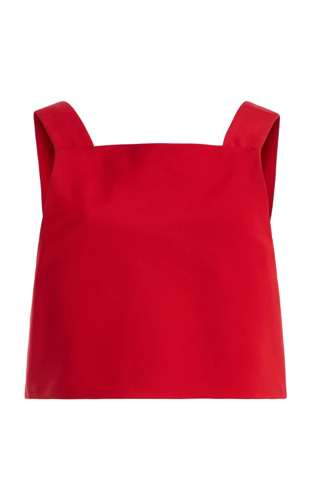 Cotton Grosgrain Crop Top