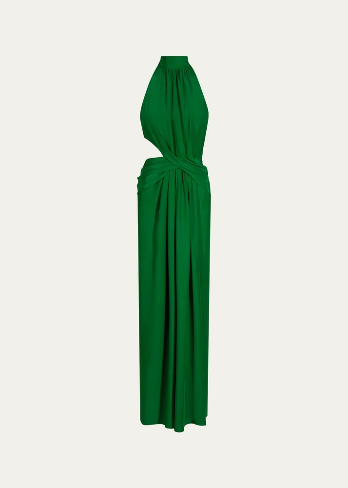 Excepcionalidad Crepe Cutout Maxi Halter Dress
