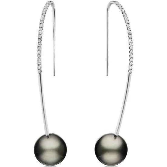 KBH Jewels Kbh Jewels Women's Tahitian Black Pearl Diamond Sweethearts