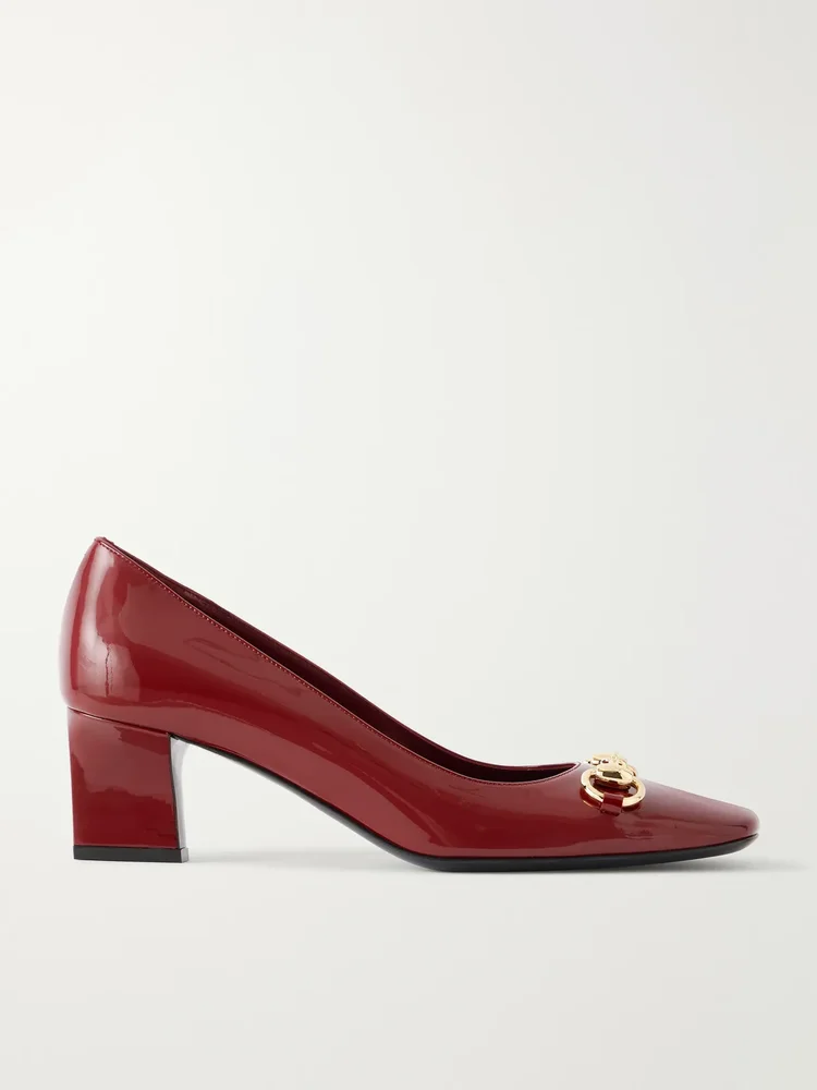 Signora 55 Horsebit-embellished patent-leather pumps