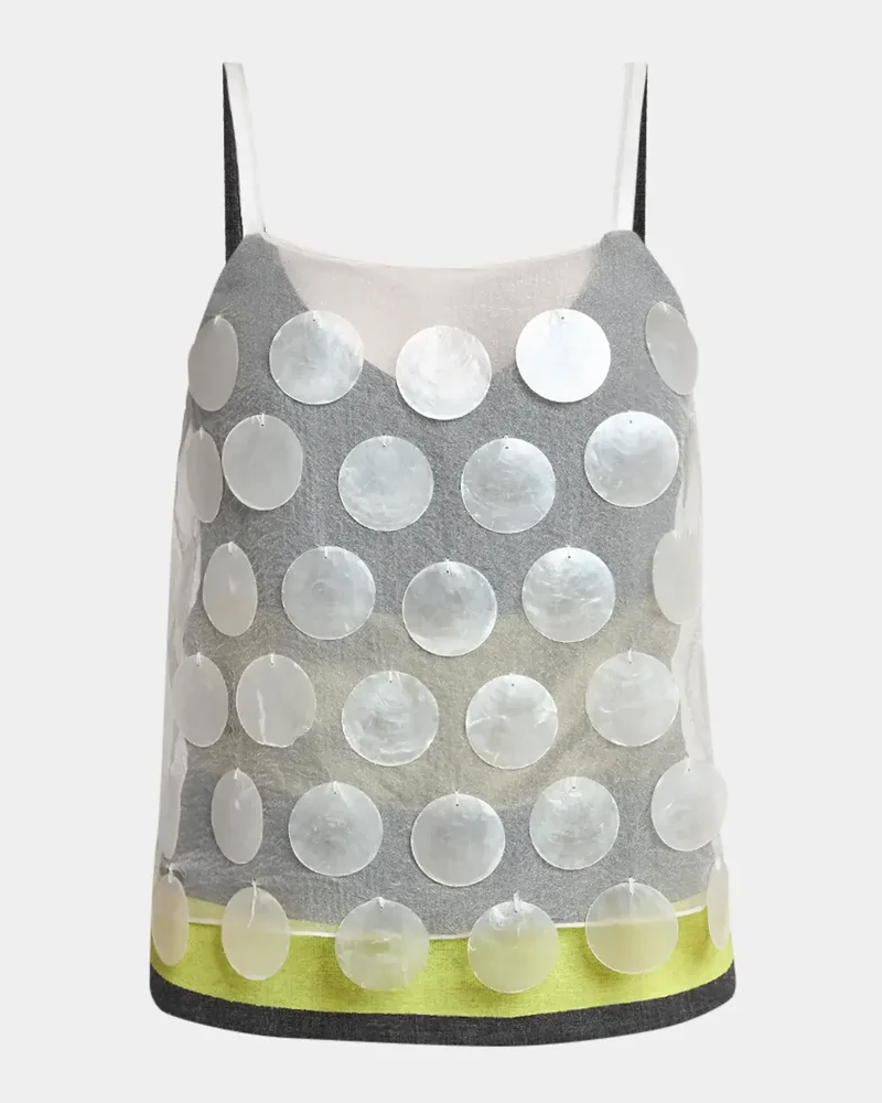 Sleeveless Disc-Embellished Layered Top