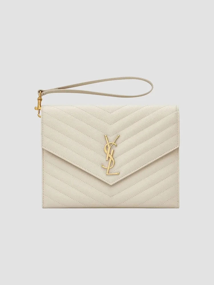 Cassandre Matelasse Flap Pouch in Quilted Grain De Poudre Embossed Leather