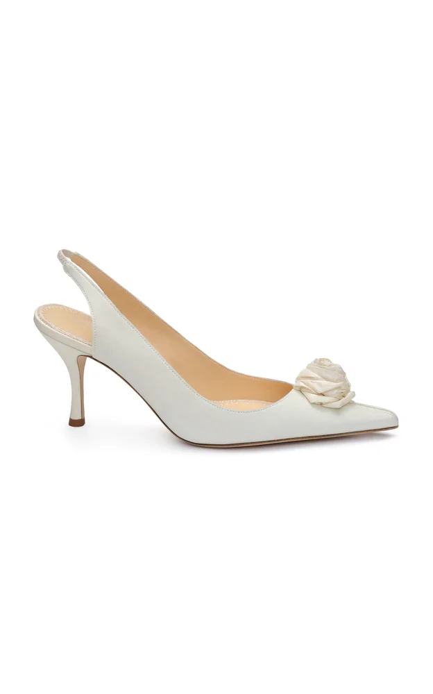 Rose Low Distressed Taffeta Slingback Pumps