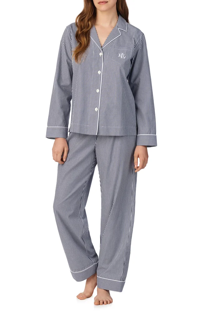 Lauren Ralph Lauren Stripe Long Sleeve Cotton Pajamas