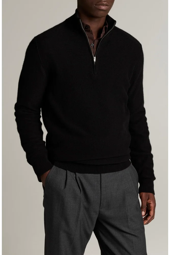 Boiled Cashmere Quarter Zip Sweater