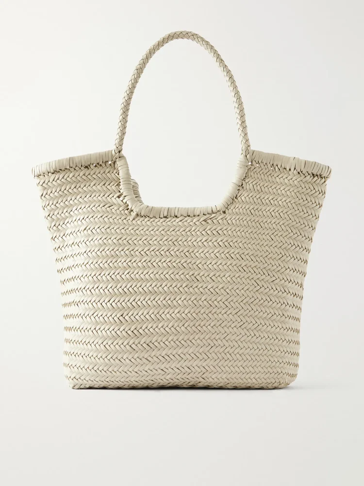 NS Diagonal Triple Jump woven leather tote