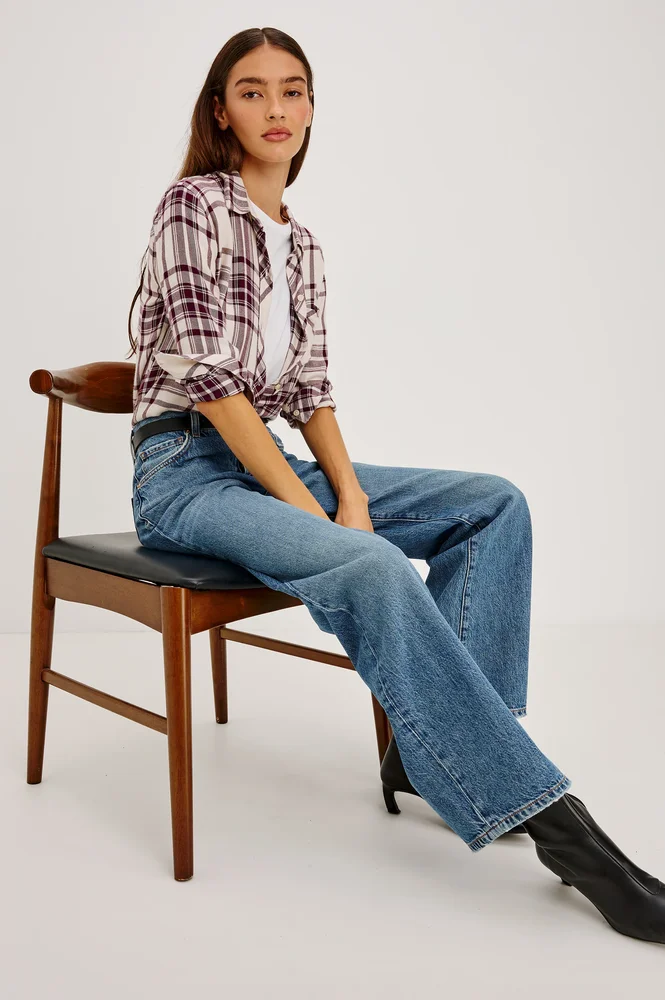 Hunter Shirt, Ivory Maroon