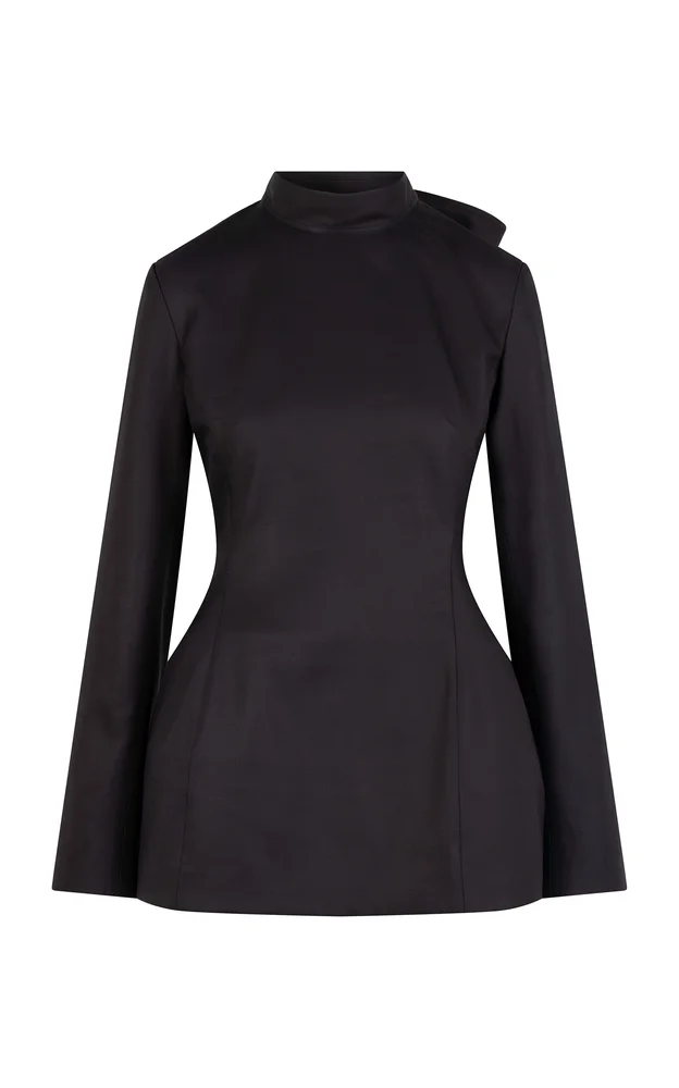 Yasmin Mock Neck Long Sleeve Silk Top