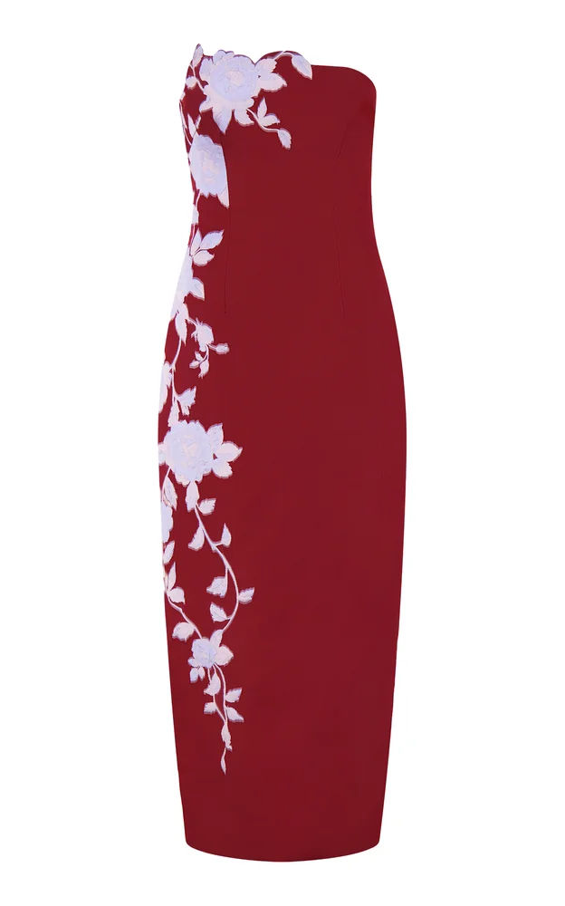 Rose Fil Coupé Strapless Dress