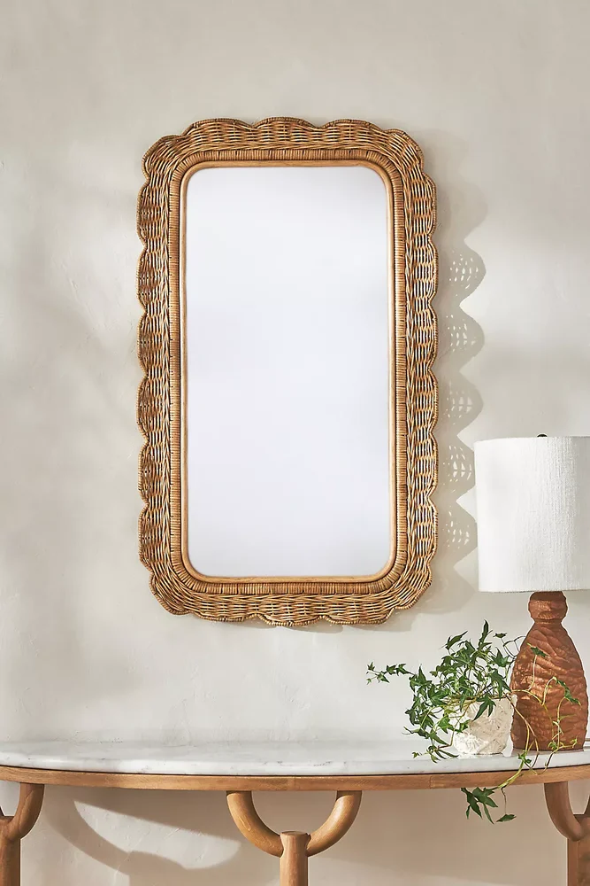 Sutton Rattan Wicker Portrait Wall Mirror