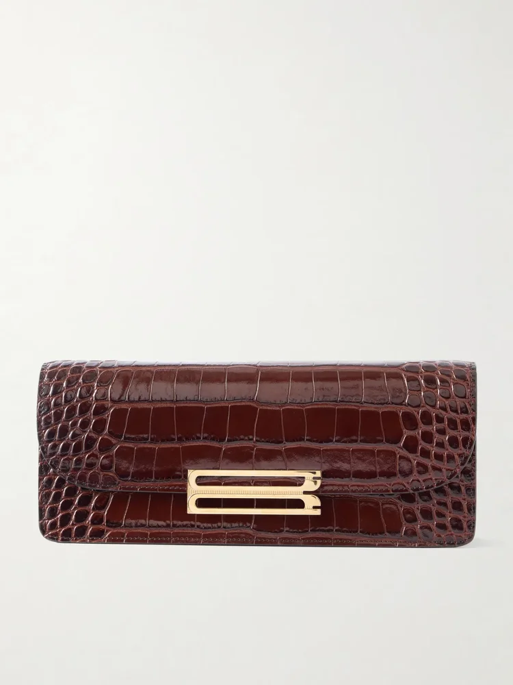 Dorian East-West croc-effect leather clutch