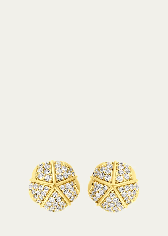18K Yellow Gold Terra Nova Grande Pave Stud Earrings with White Diamonds