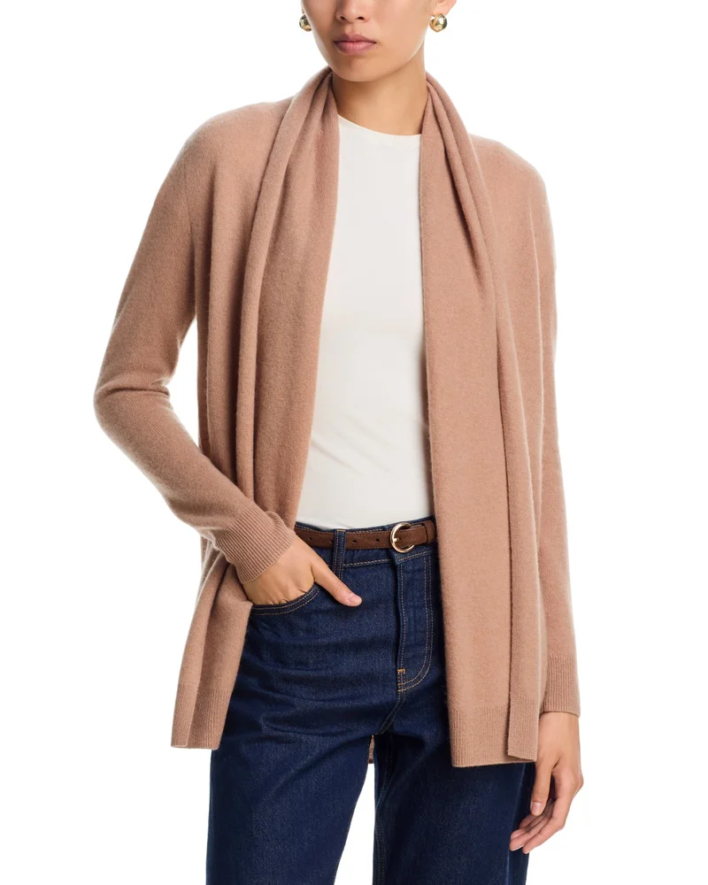 100% Cashmere Open-Front Cardigan