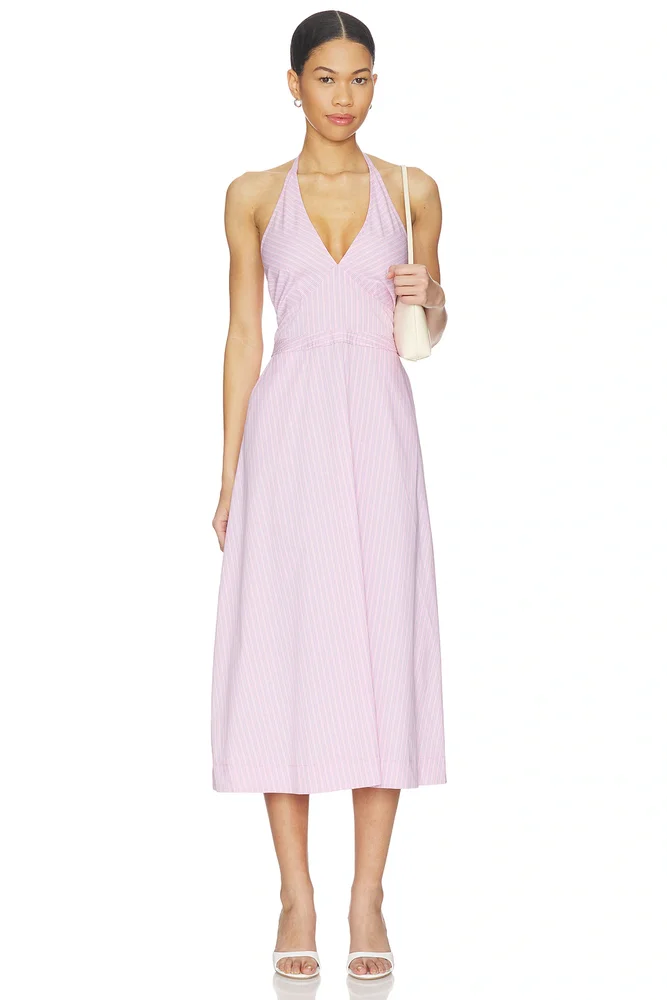 Ora Poplin Stripe Halter Dress