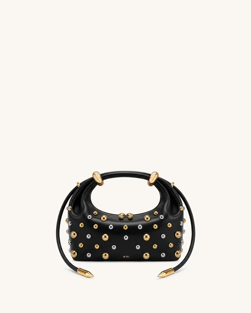 JW PEI Ellie Studded Metal Ring Embellished Top Handle Bag - Black