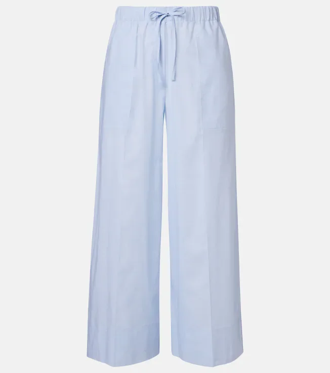 Cotton and linen wide-leg pants