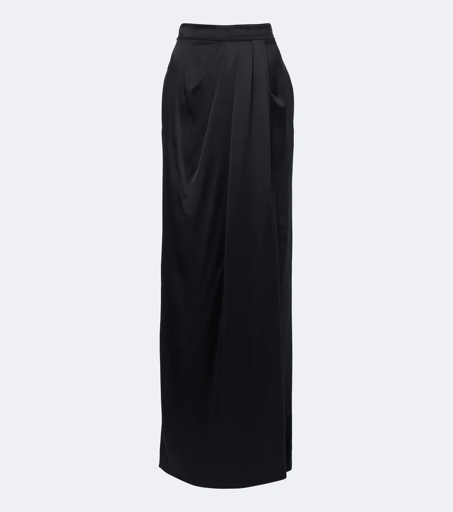 Draped silk maxi skirt