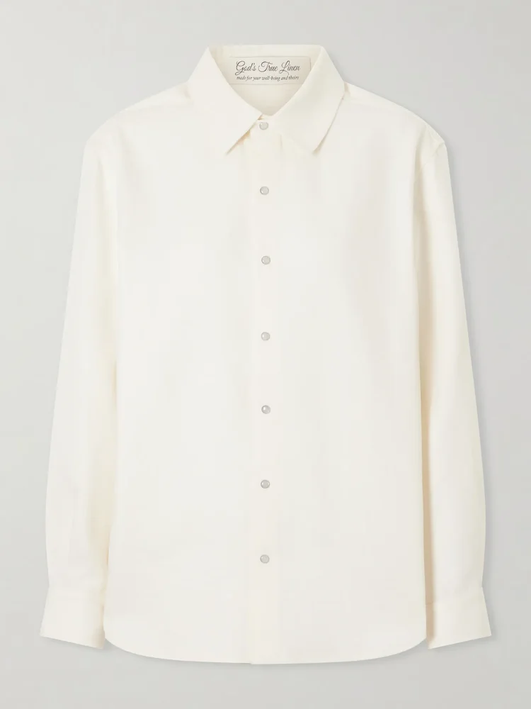 Silver Solid linen shirt
