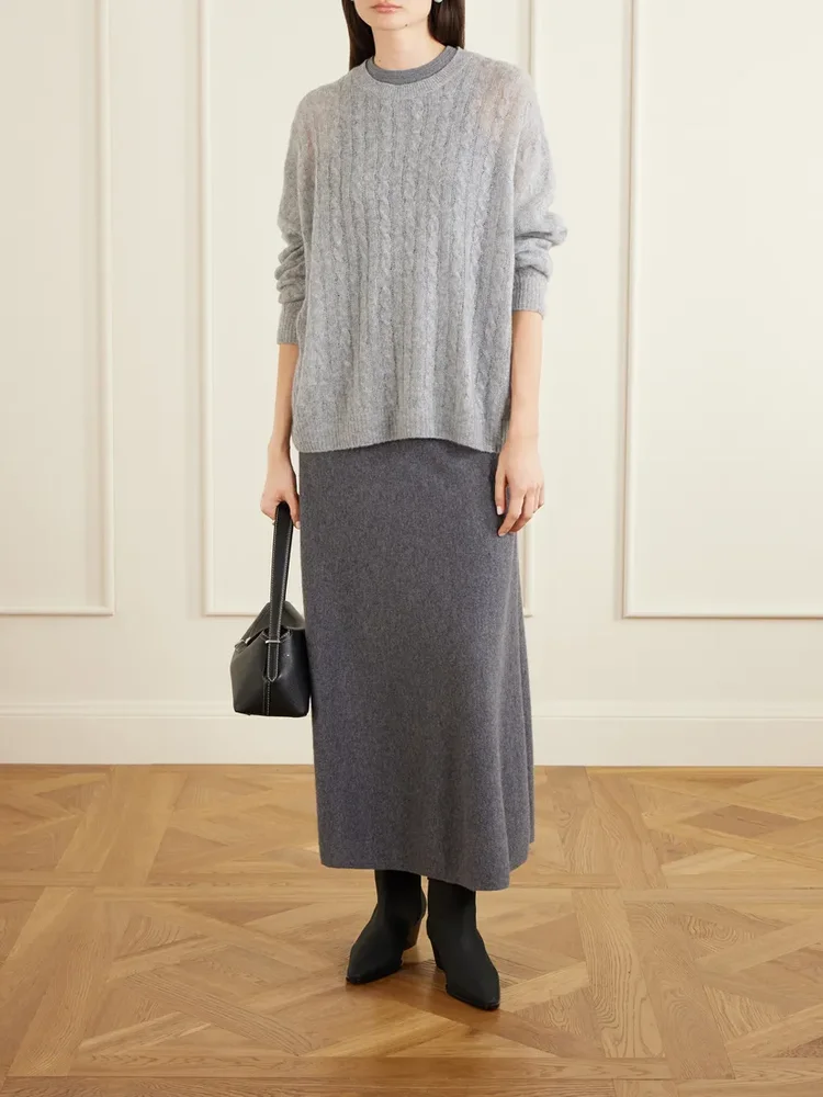 Amabel cable-knit cashmere and silk-blend sweater