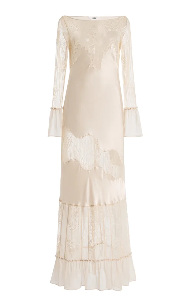 Erica Lace-Inset Silk Maxi Dress
