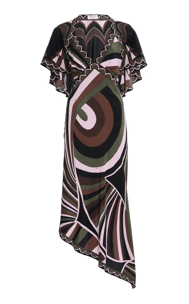 Asymmetric Silk Midi Dress