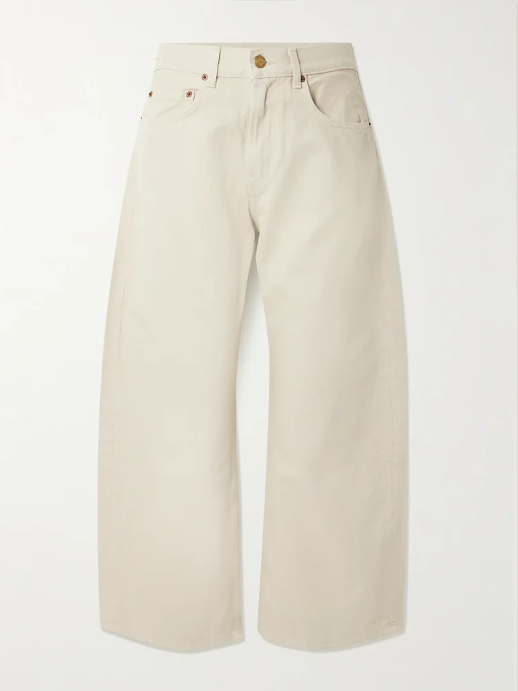 Floppy relaxed mid-rise barrel-leg jeans