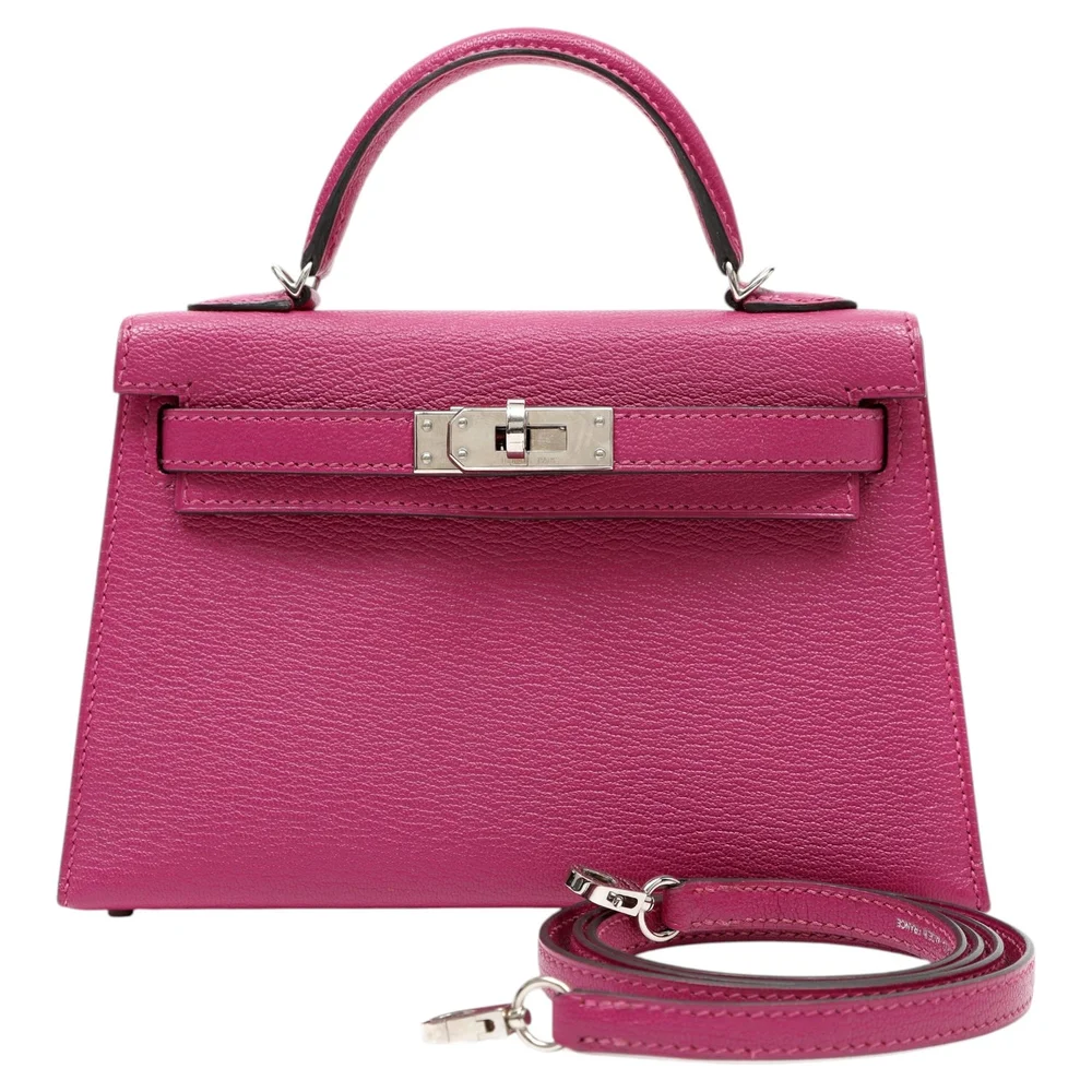 Pre-Owned Mini Kelly 20 Sellier Rose Pourpre Chevre Mysore