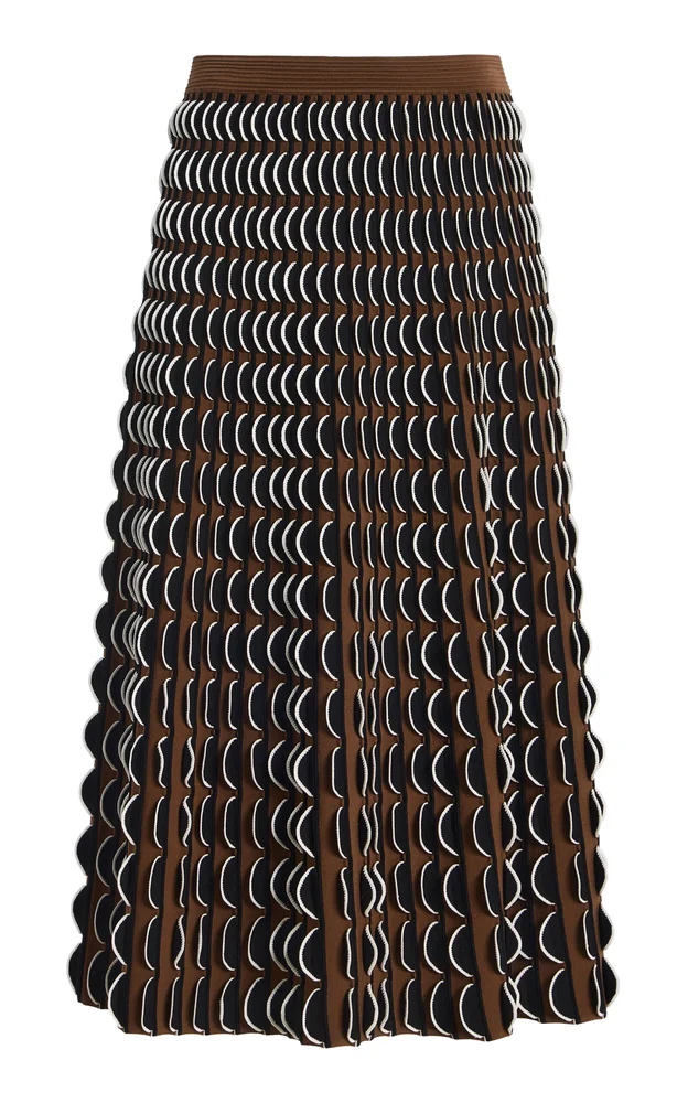Ike Scalloped Compact Knit Midi Skirt