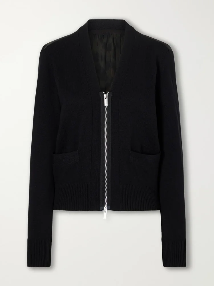 Cotton-blend zip-up cardigan