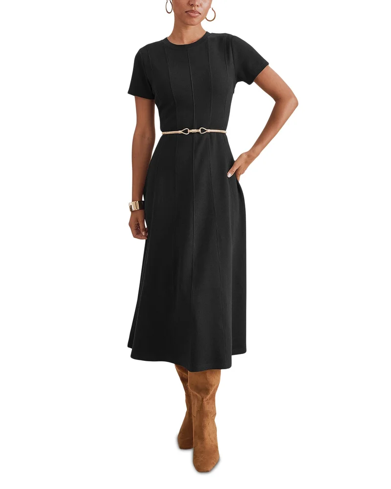 Black Dress: Winslow Short Sleeve Midi Dress