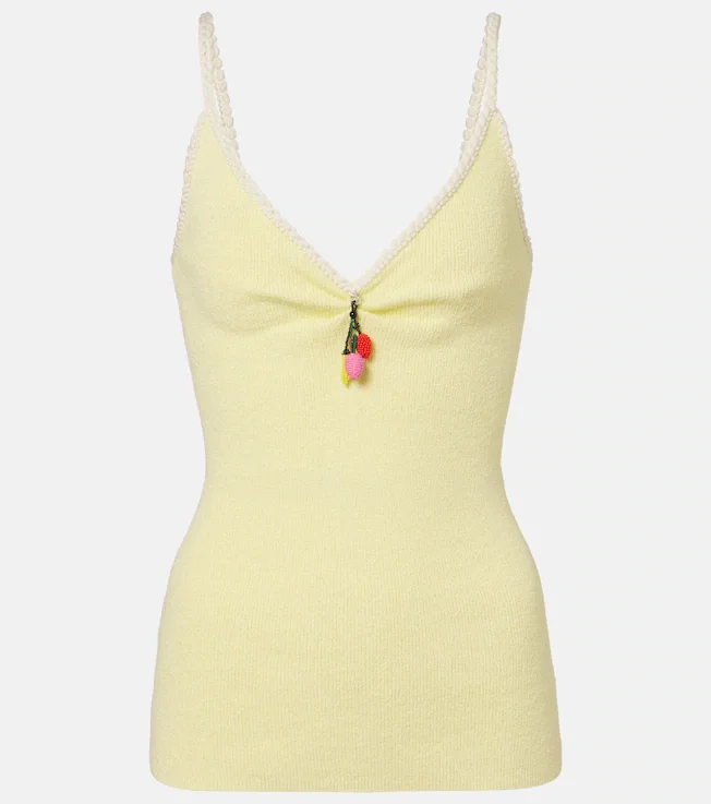 Embellished cotton-blend bouclé top
