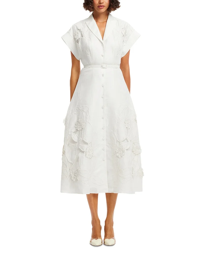 Aubrey Appliqué Midi Shirt Dress