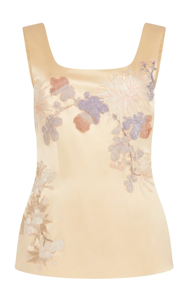 Embroidered Silk Top