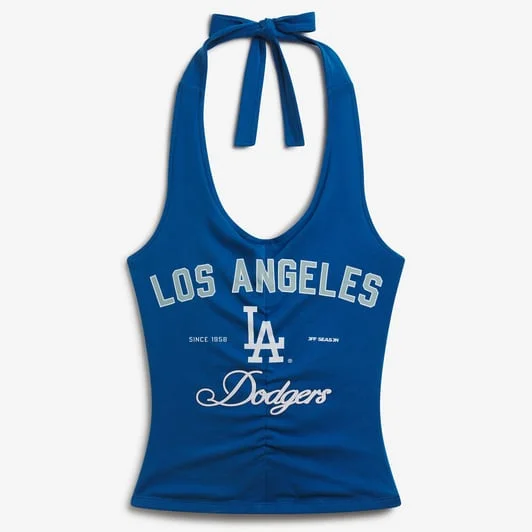 Women's Royal Los Angeles Dodgers Ruched Halter Top