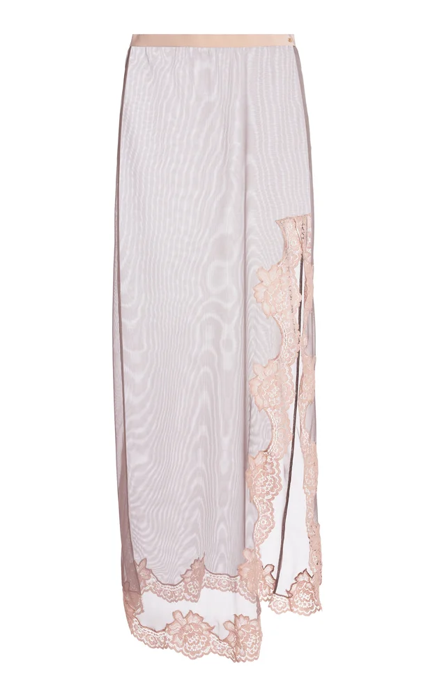 Lace-Trimmed Tulle Maxi Skirt