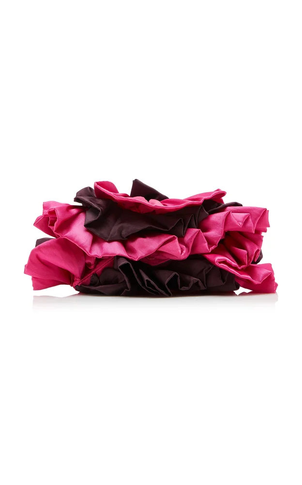 Ruffle Satin Clutch