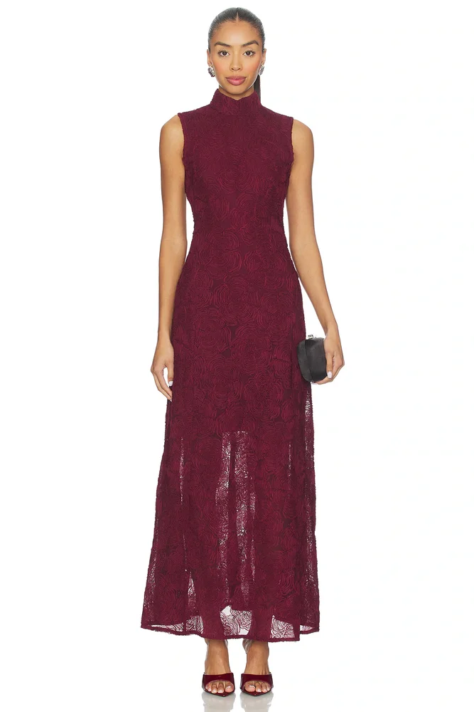Flower Mesh Maxi Dress