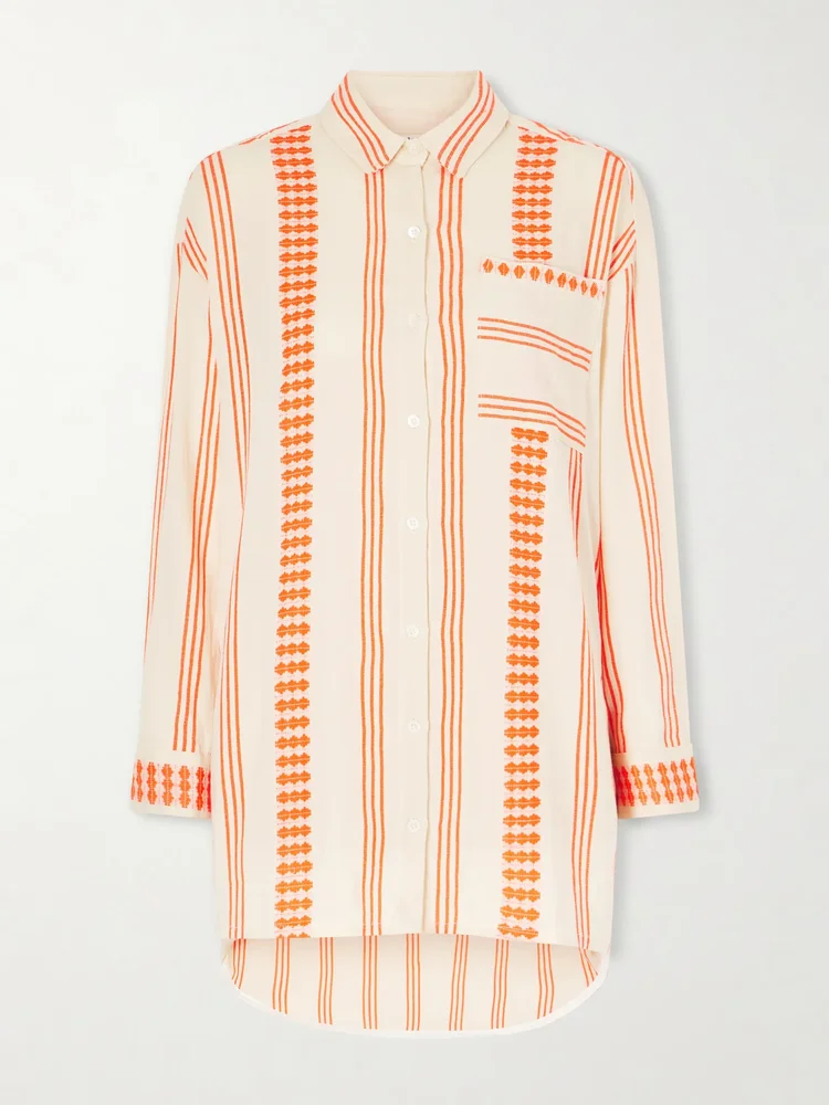 Mariam asymmetric striped cotton-blend shirt
