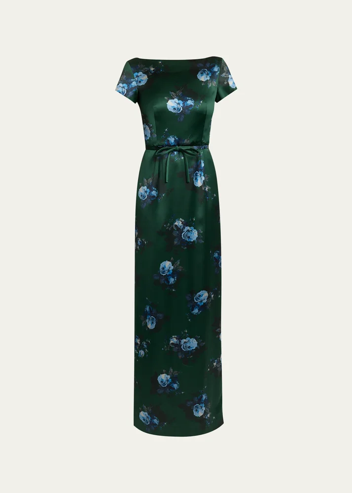 Duchess Printed Boatneck Maxi Dress