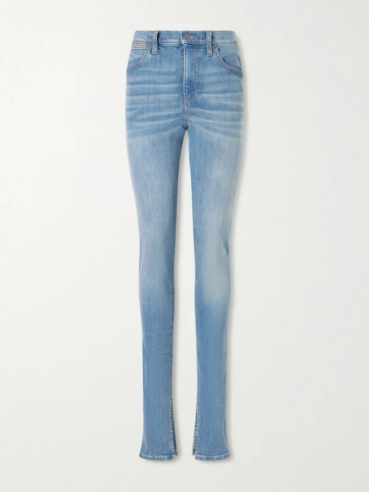 Split mid-rise skinny jeans