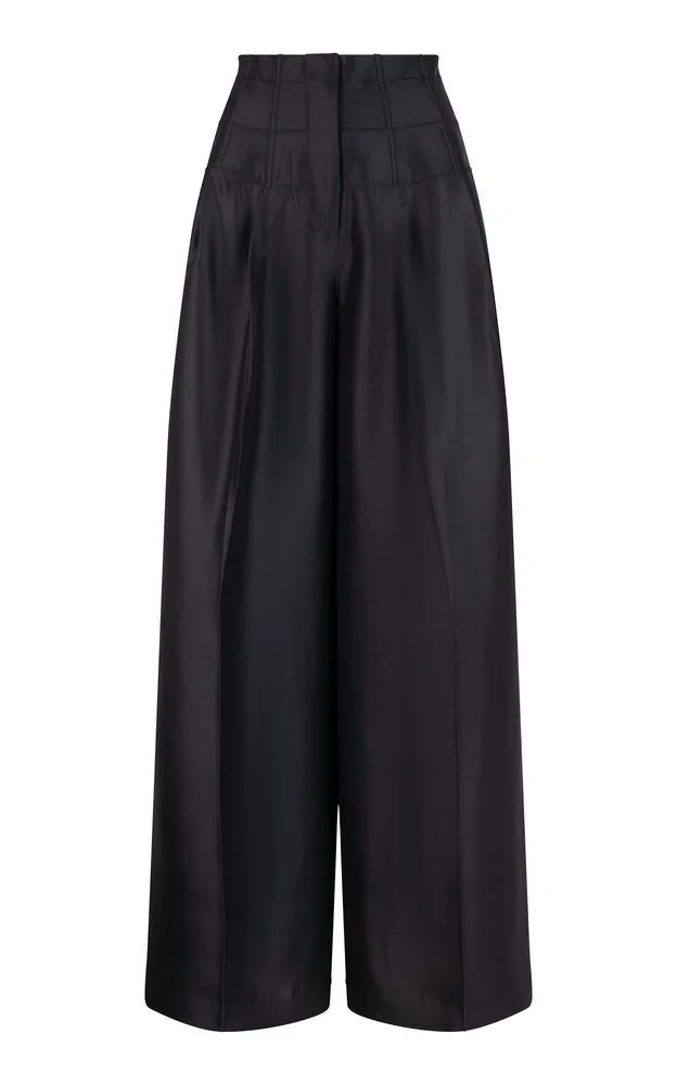 Condesa Baggy Mid-Rise Wide-Leg Silk Trousers