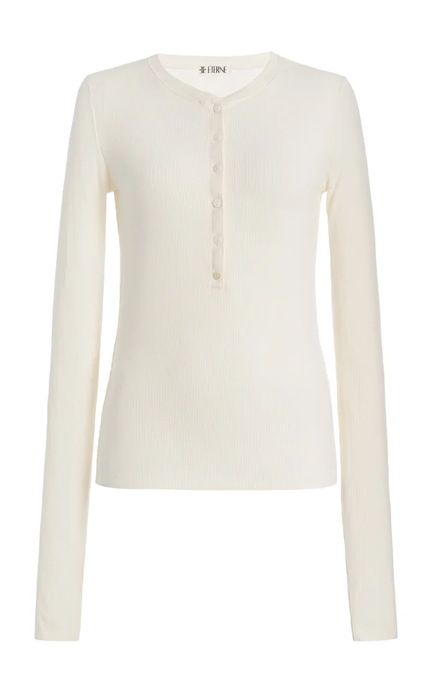 Ribbed Jersey Henley Top