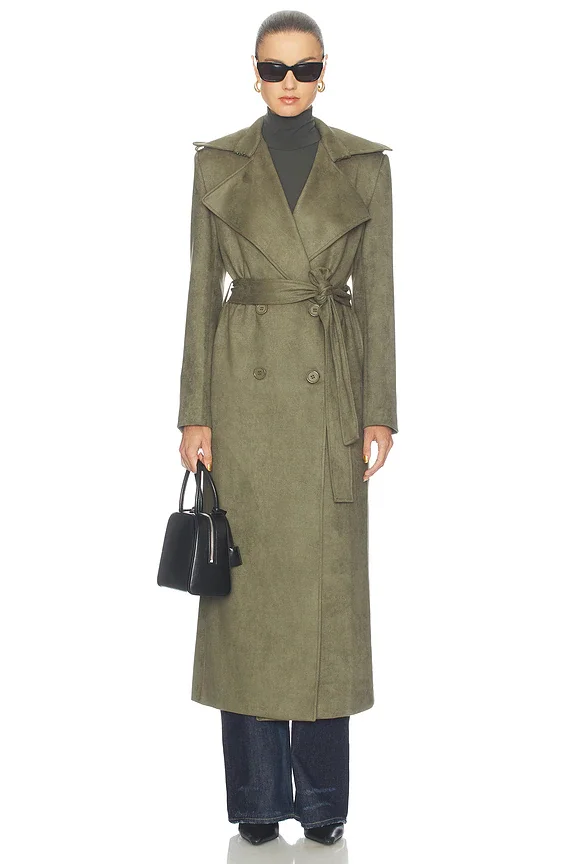 Kira Faux Suede Trench Coat